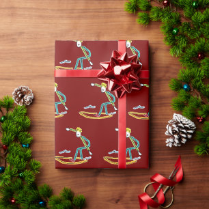 Surfing Stickman Wrapping Paper