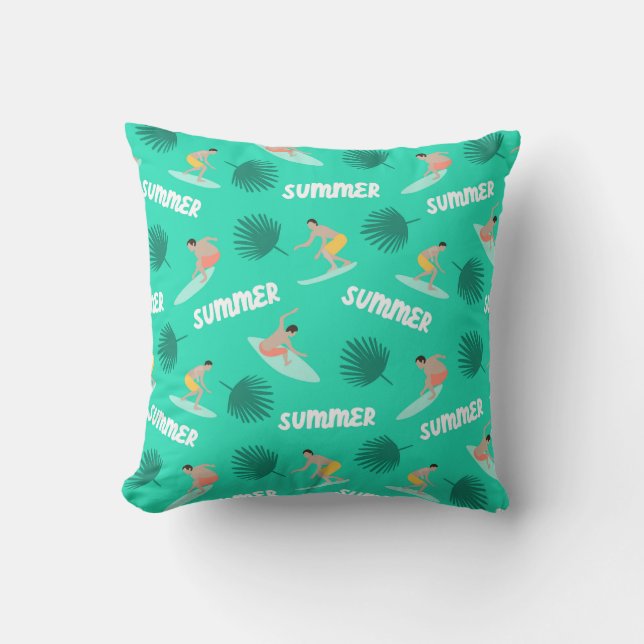 Surfing Summer Adventure Pattern Cushion (Front)