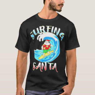 Surfing Summer Santa Christmas Hawaiian Surfer T-Shirt