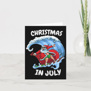 Surfing Summer Santa Christmas In July Vacation Gi Card