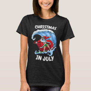 Surfing Summer Santa Christmas In July Vacation Gi T-Shirt