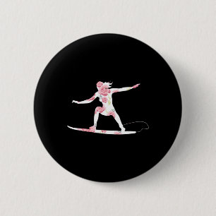 Surfing Summer - Surfer Beach Lover Cool Florals T 6 Cm Round Badge