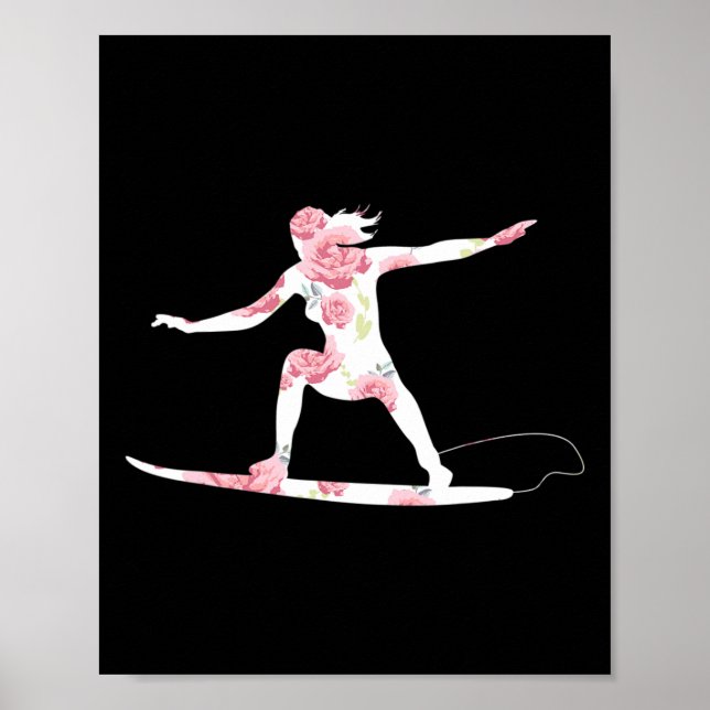 Surfing Summer - Surfer Beach Lover Cool Florals T Poster (Front)