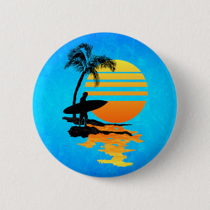 Surfing Sunrise 6 Cm Round Badge