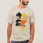 Surfing Sunrise T-Shirt<br><div class="desc">Surfing graphic of a surfer and a sunrise over the water.</div>