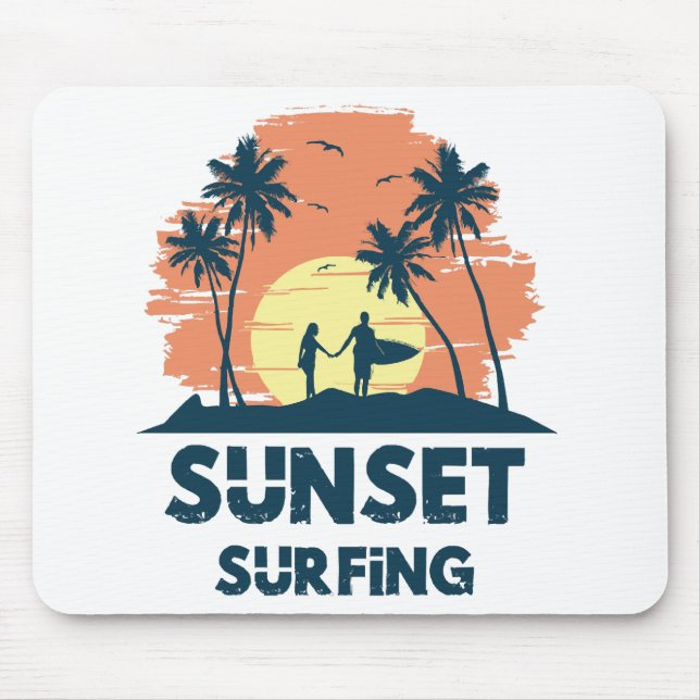 Surfing -Sunset Surfing  Mouse Pad (Front)