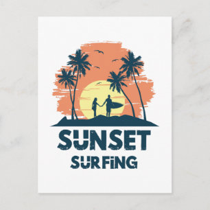 Surfing -Sunset Surfing Postcard