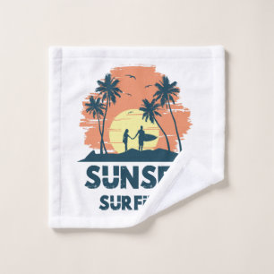 Surfing -Sunset Surfing Wash Cloth