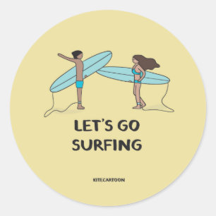 Surfing/Surf - Let's go surfing Classic Round Sticker