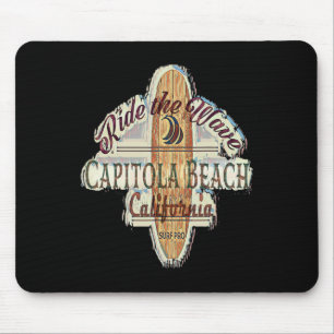 Surfing, Surfboard, Distressed Longboard Capitola Mouse Pad