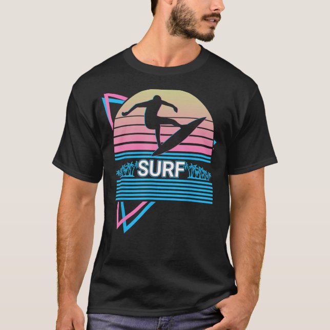 Surfing Surfboard Surfer Retro Surf T-Shirt (Front)