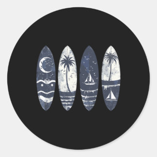 Surfing Surfboard Vintage Clic Retro Surfboarder S Classic Round Sticker