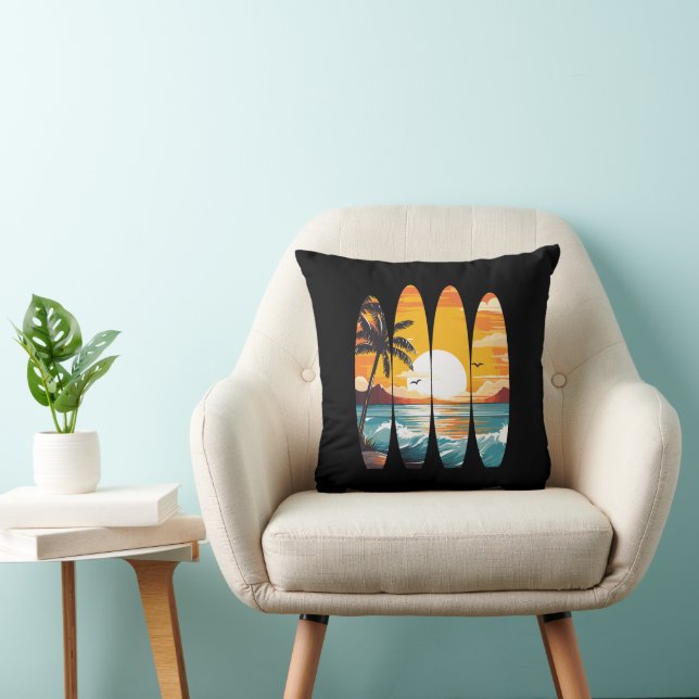 Surfing Surfboards Sunset Cushion (Chair)