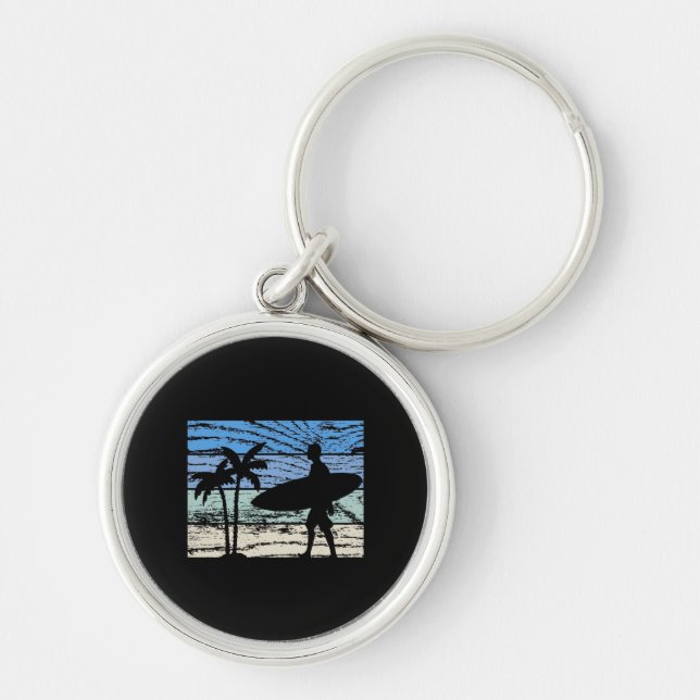 Surfing Surfer Key Ring (Front)