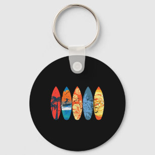 Surfing Surfer Palm Tree Surfboard Sunset Wave _1 Key Ring