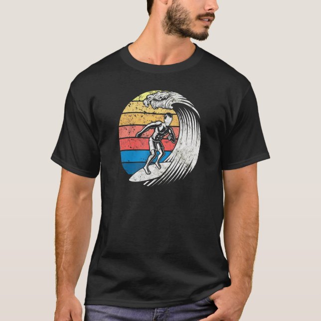 Surfing Surfer Sunset Surfboard Wave T-Shirt (Front)