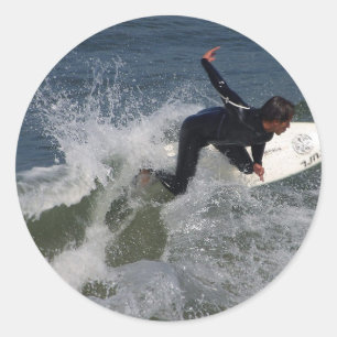 Surfing Surfers Waves Ocean Classic Round Sticker