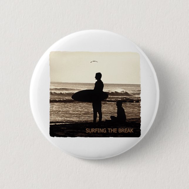 surfing the break 6 cm round badge (Front)