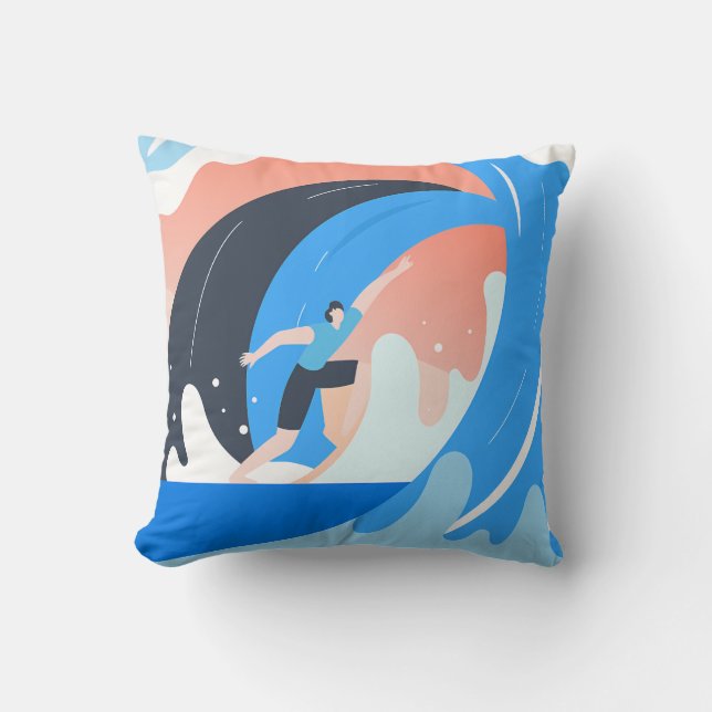 Surfing the Color Wave Cushion (Front)