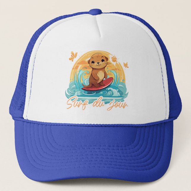 Surfing the day trucker hat (Front)