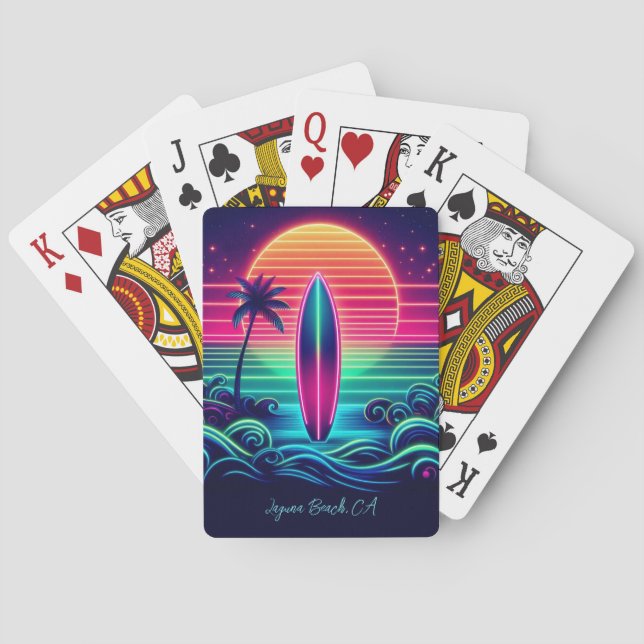Surfing the Neon Sunset Playing Cards (Back)