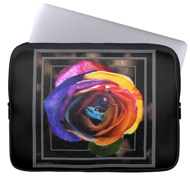 Surfing the Rainbow Rose Laptop Sleeve (Front)