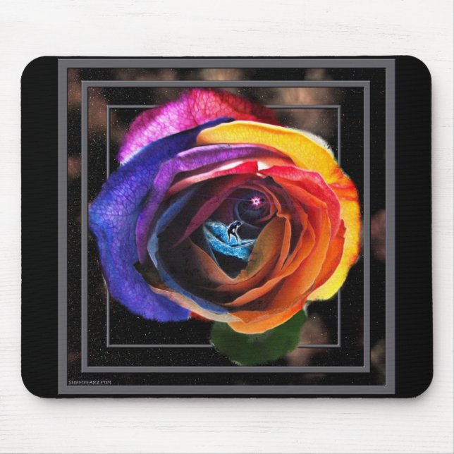 Surfing the Rainbow Rose Mouse Pad (Front)