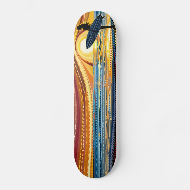 Surfing the Sunset: A Dot Art Odyssey Skateboard (Front)