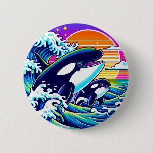 Surfing the Waves 6 Cm Round Badge