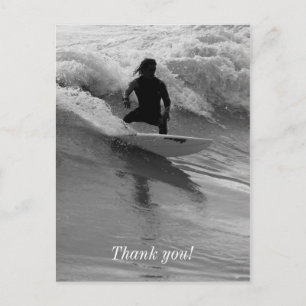 Surfing The Waves Grayscale Postcard