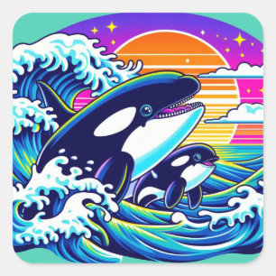 Surfing the Waves Square Sticker