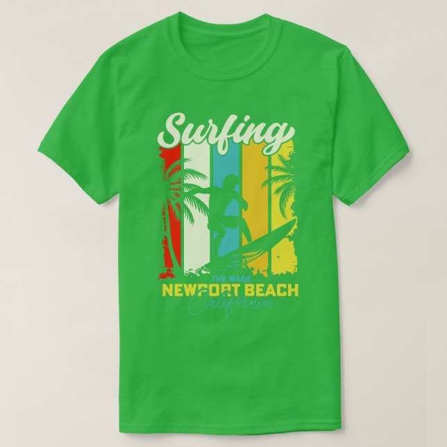 Surfing The Wedge Newport Beach California T-Shirt (Design Front)