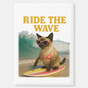 Surfing themed for Siamese Cat  Magnet