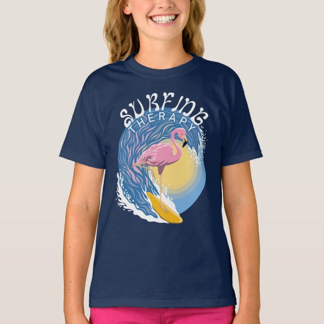 Surfing Therapy - Summer Flamingo T-Shirt (Front)