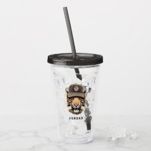Surfing Tiger Add Your Name Acrylic Tumbler