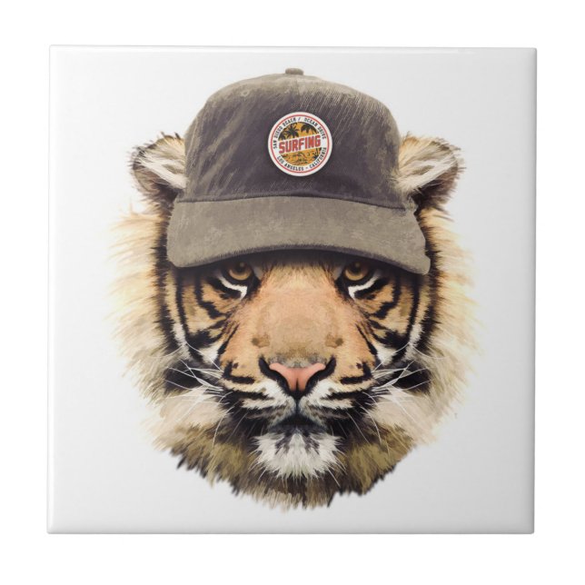 Surfing Tiger Tile (Front)