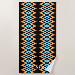 Surfing Tropical Modern Summer Custom Name Beach Towel