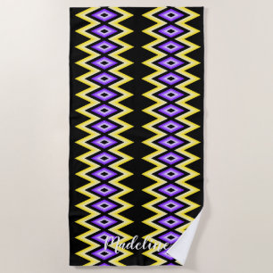 Surfing Tropical Reggae Modern Summer Custom Name Beach Towel