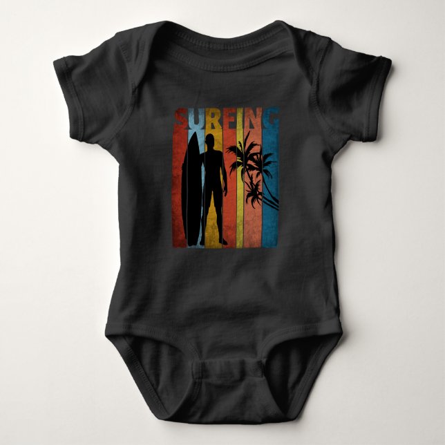 SURFING TROPICAL SUMMER BABY BODYSUIT (Front)