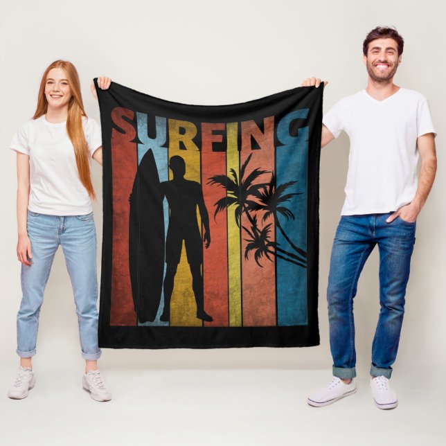 SURFING TROPICAL SUMMER FLEECE BLANKET (In Situ)