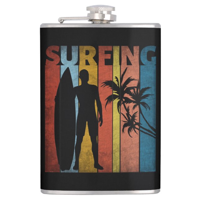 SURFING TROPICAL SUMMER HIP FLASK (Front)