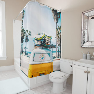 Surfing van shower curtain