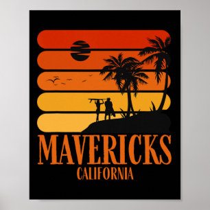 Surfing Vintage Mavericks Beach California Retro S Poster