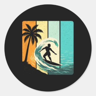 Surfing - Vintage Surfing Summer  Classic Round Sticker