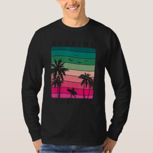 Surfing Waikiki Beach Hawaiian Sunset Palm Tree Su T-Shirt