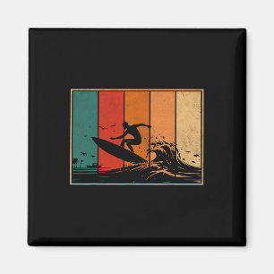 Surfing Wave Retro Sunset Summer Beach Vibes  Magnet