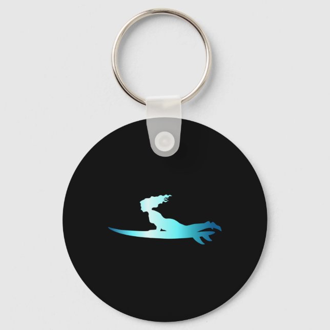 Surfing Wave Riding Boarding Surfboard Surfer  Key Ring (Front)