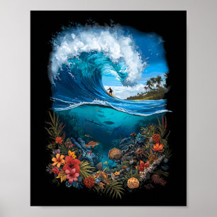 Surfing Wave Tropical Ocean Beach Horizon  Poster