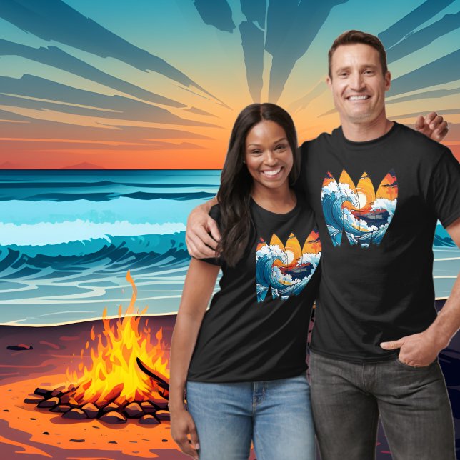 Surfing Waves Surfboards T-Shirt (Creator Uploaded)