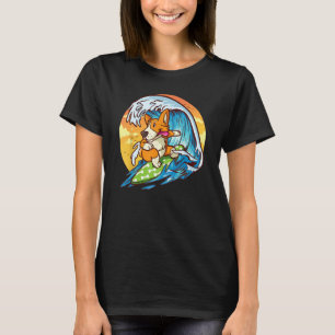 Surfing Welsh Corgi - Funny & Cute Hawaiian Dog Su T-Shirt